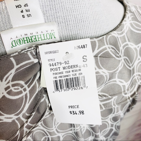 NWT Motherhood Maternity Gray & White Babydoll Top Size Small - Picture 6 of 8
